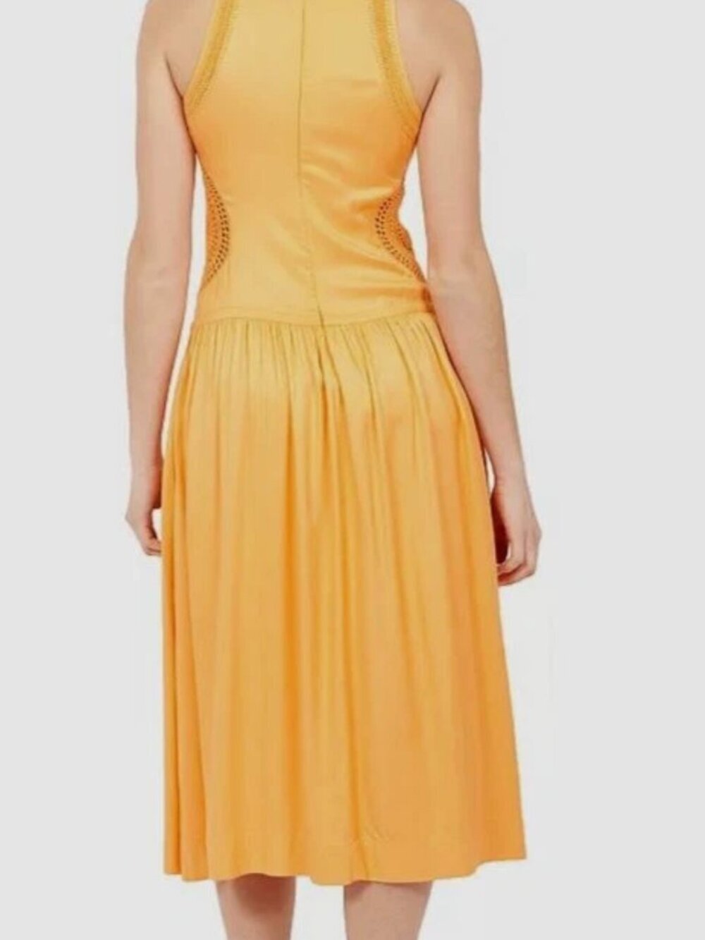 Joie Crochet Detail Yellow Orange Vale Sleeveless Midi Dress Boho Size 4 - Picture 8 of 12